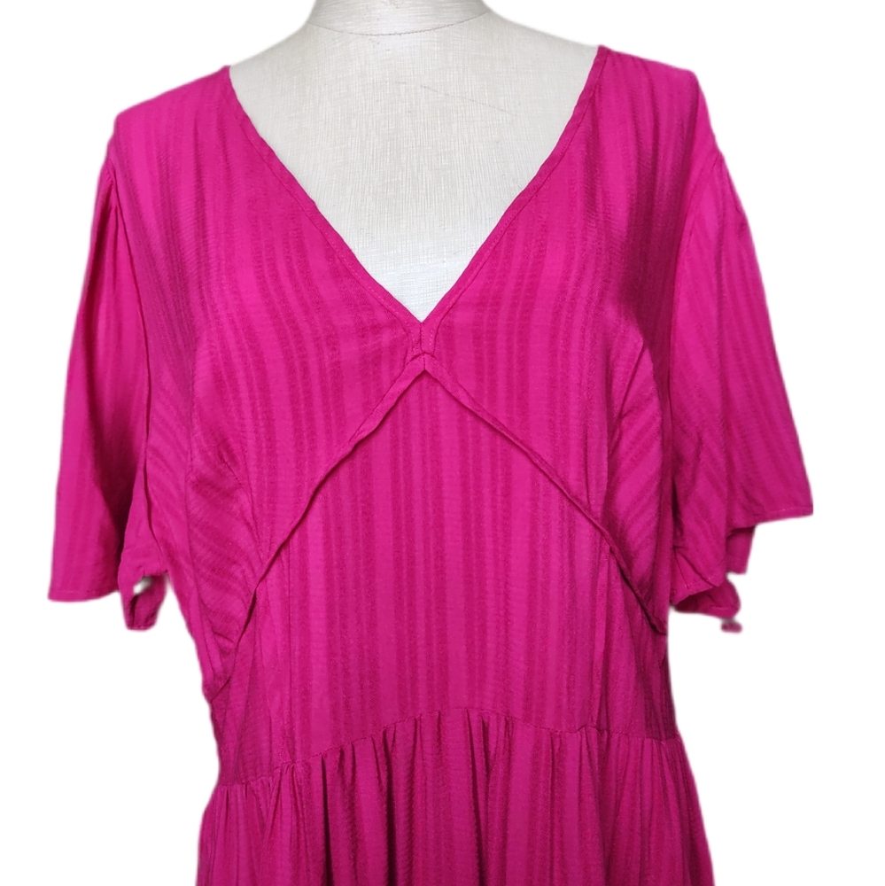 Knox Rose NWT Women's Rich Magenta V-Neck Dress Sz L - Picture 5 of 7